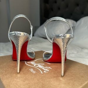 Silver Christian Louboutin Rosalie 100 Heels